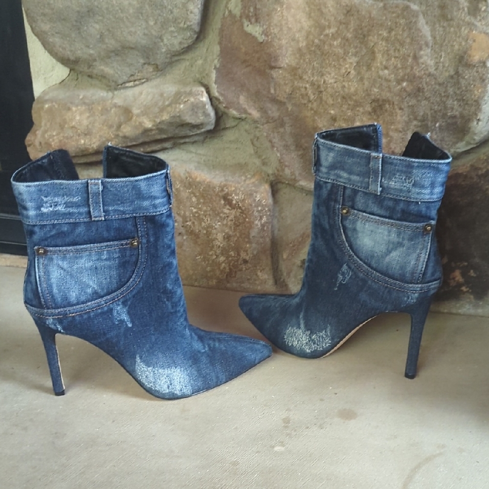Stylish Denim Heeled Boots